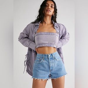 Free People Gingham Crop top and shirt set